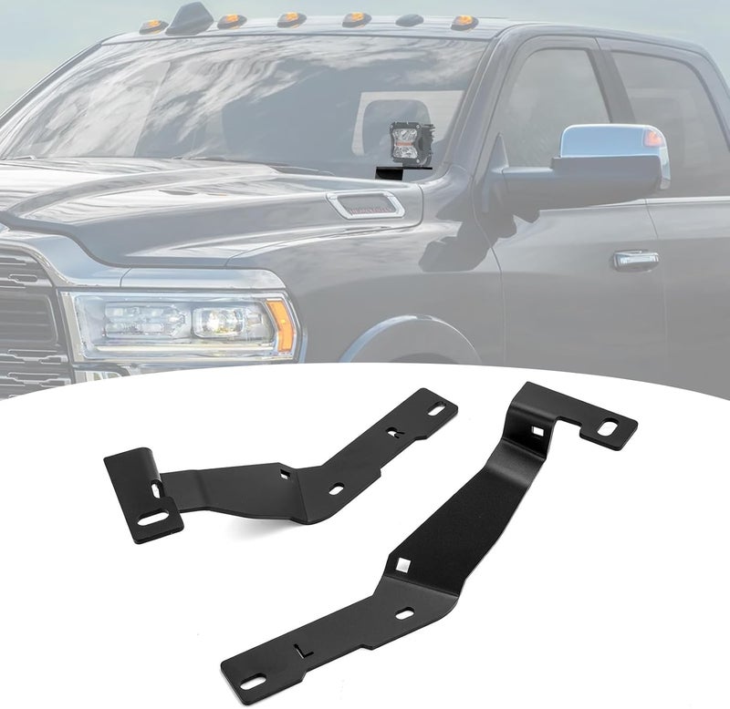 Wsays 2Pcs Hood Hinge LED Light Pod Mount Bracket Compatible with Dodge Ram 2500/3500 2019-2024 - Image 1